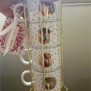 Gold and White Polka Dot Stacking Mugs